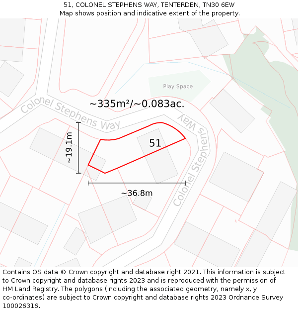 51, COLONEL STEPHENS WAY, TENTERDEN, TN30 6EW: Plot and title map