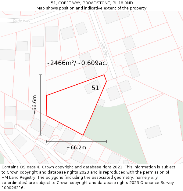51, CORFE WAY, BROADSTONE, BH18 9ND: Plot and title map