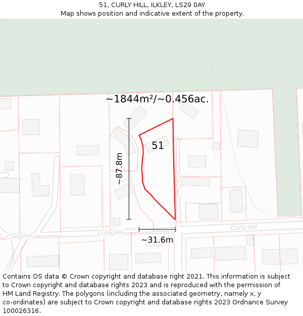 51, CURLY HILL, ILKLEY, LS29 0AY: Plot and title map