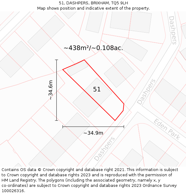 51, DASHPERS, BRIXHAM, TQ5 9LH: Plot and title map