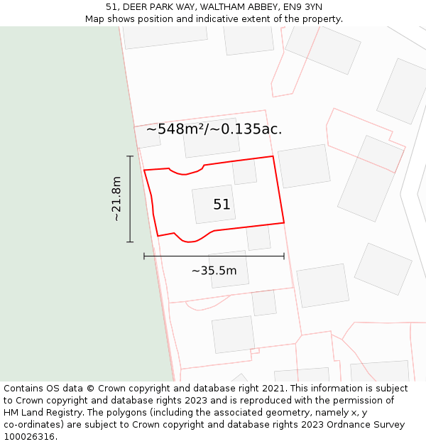 51, DEER PARK WAY, WALTHAM ABBEY, EN9 3YN: Plot and title map