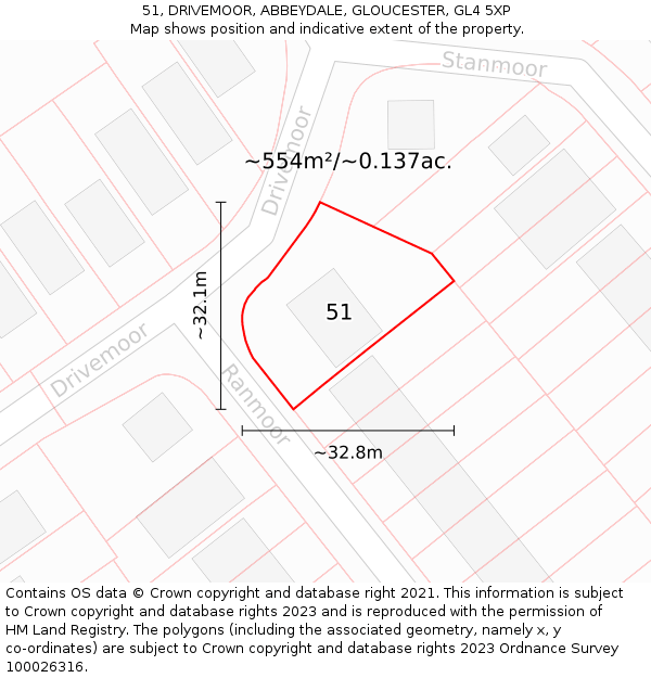 51, DRIVEMOOR, ABBEYDALE, GLOUCESTER, GL4 5XP: Plot and title map