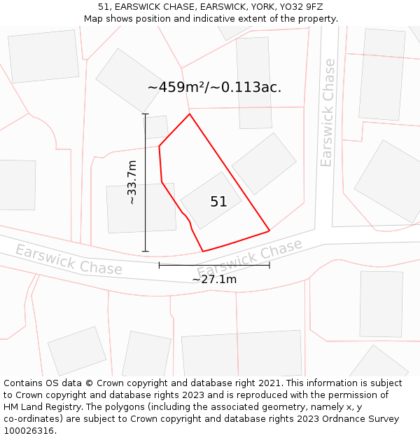 51, EARSWICK CHASE, EARSWICK, YORK, YO32 9FZ: Plot and title map