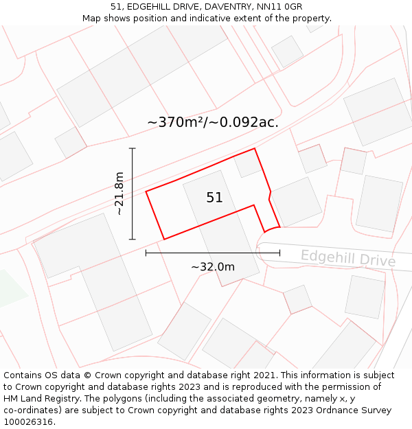51, EDGEHILL DRIVE, DAVENTRY, NN11 0GR: Plot and title map