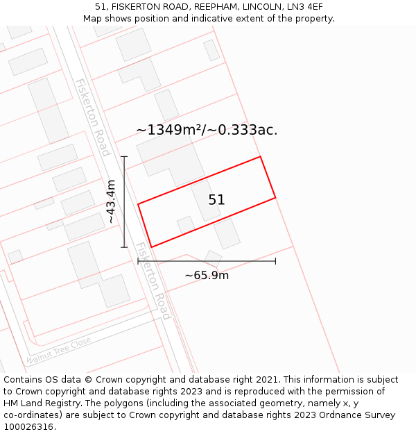 51, FISKERTON ROAD, REEPHAM, LINCOLN, LN3 4EF: Plot and title map