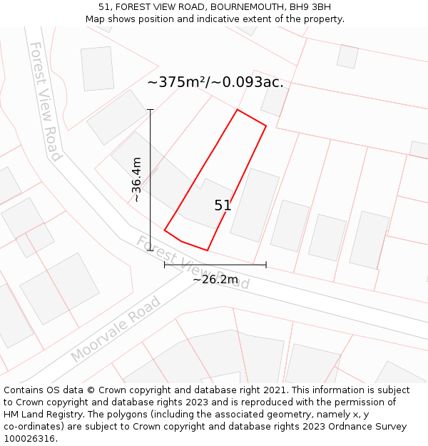 51, FOREST VIEW ROAD, BOURNEMOUTH, BH9 3BH: Plot and title map