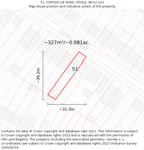 51, FORTESCUE ROAD, POOLE, BH12 2LH: Plot and title map