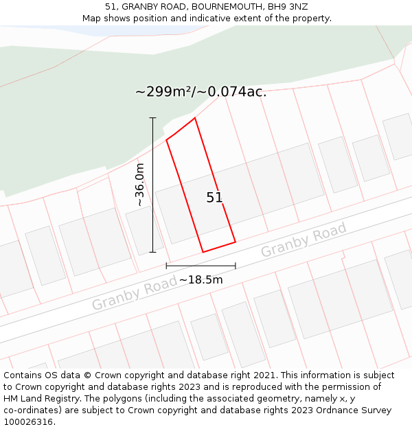 51, GRANBY ROAD, BOURNEMOUTH, BH9 3NZ: Plot and title map