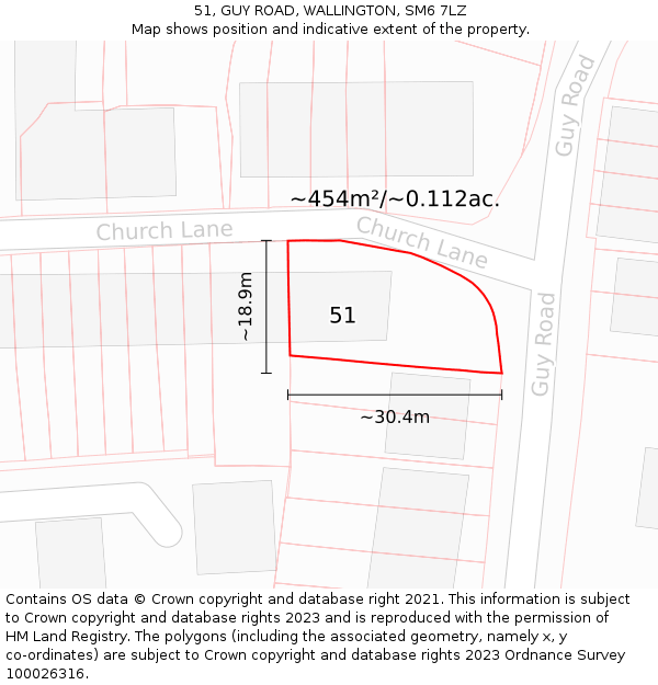 51, GUY ROAD, WALLINGTON, SM6 7LZ: Plot and title map
