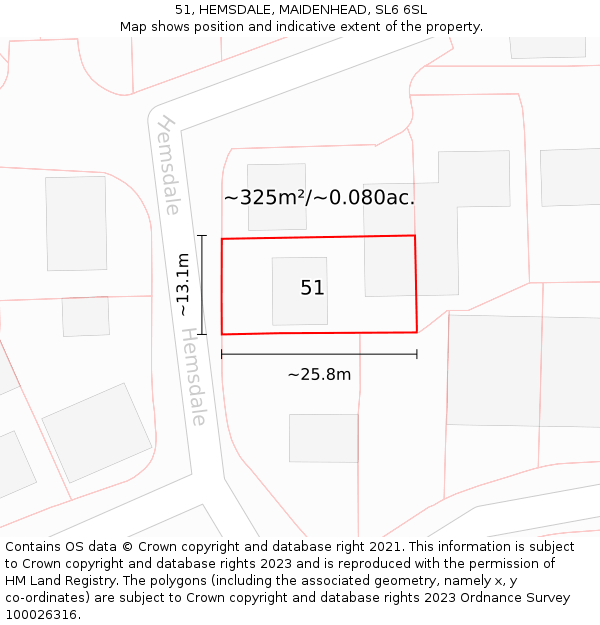 51, HEMSDALE, MAIDENHEAD, SL6 6SL: Plot and title map