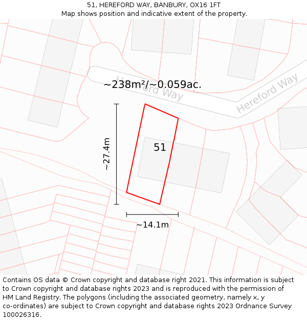 51, HEREFORD WAY, BANBURY, OX16 1FT: Plot and title map