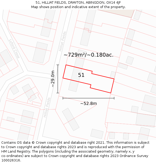 51, HILLIAT FIELDS, DRAYTON, ABINGDON, OX14 4JF: Plot and title map