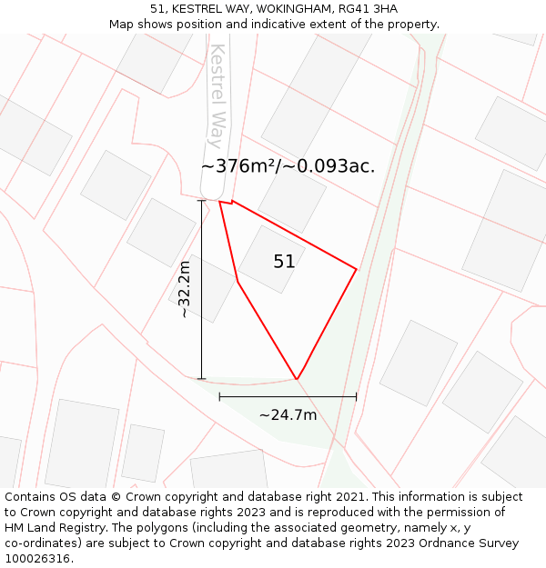 51, KESTREL WAY, WOKINGHAM, RG41 3HA: Plot and title map