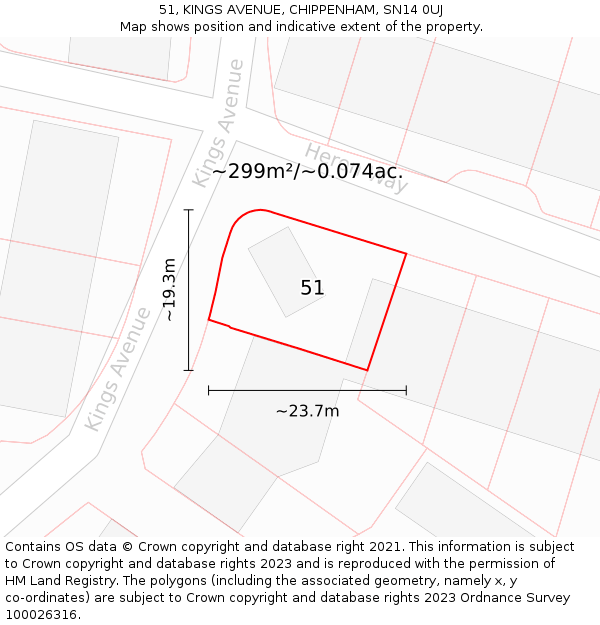 51, KINGS AVENUE, CHIPPENHAM, SN14 0UJ: Plot and title map