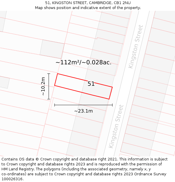 51, KINGSTON STREET, CAMBRIDGE, CB1 2NU: Plot and title map