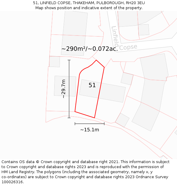 51, LINFIELD COPSE, THAKEHAM, PULBOROUGH, RH20 3EU: Plot and title map