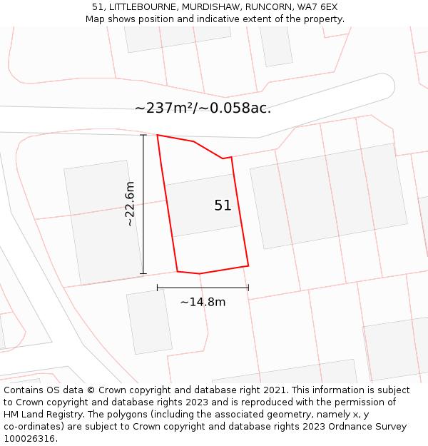 51, LITTLEBOURNE, MURDISHAW, RUNCORN, WA7 6EX: Plot and title map
