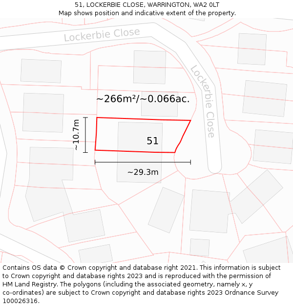 51, LOCKERBIE CLOSE, WARRINGTON, WA2 0LT: Plot and title map