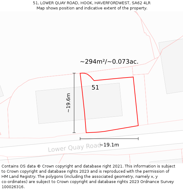 51, LOWER QUAY ROAD, HOOK, HAVERFORDWEST, SA62 4LR: Plot and title map