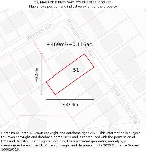 51, MAGAZINE FARM WAY, COLCHESTER, CO3 4EN: Plot and title map