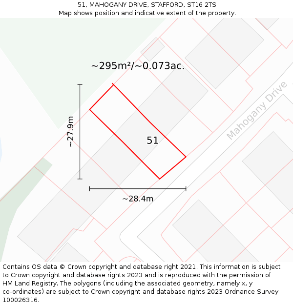 51, MAHOGANY DRIVE, STAFFORD, ST16 2TS: Plot and title map