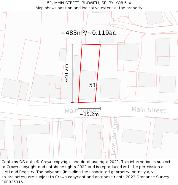 51, MAIN STREET, BUBWITH, SELBY, YO8 6LX: Plot and title map
