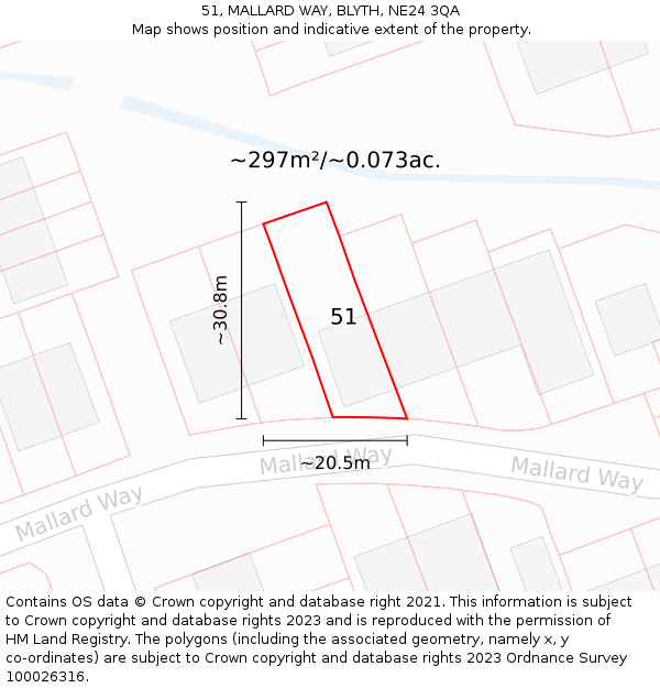 51, MALLARD WAY, BLYTH, NE24 3QA: Plot and title map