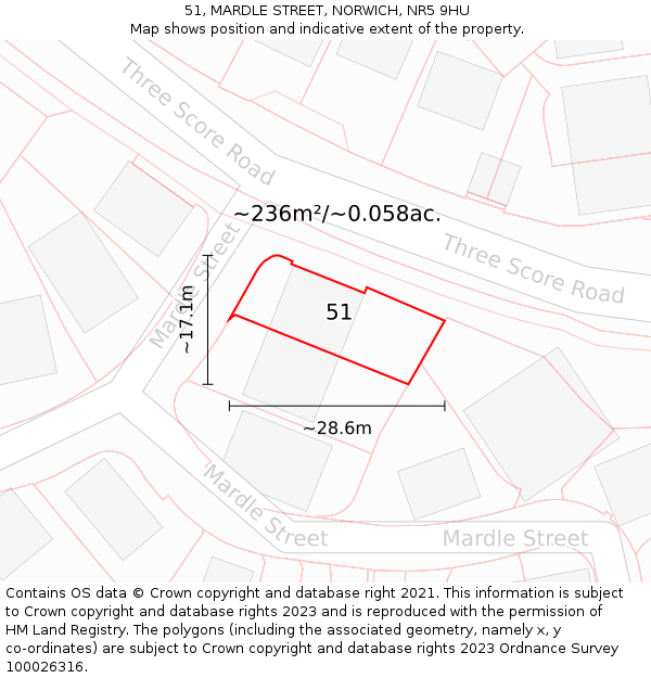 51, MARDLE STREET, NORWICH, NR5 9HU: Plot and title map