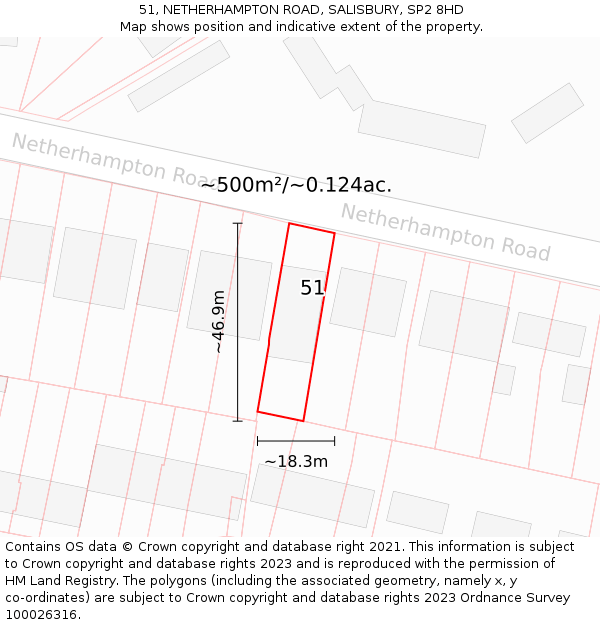 51, NETHERHAMPTON ROAD, SALISBURY, SP2 8HD: Plot and title map