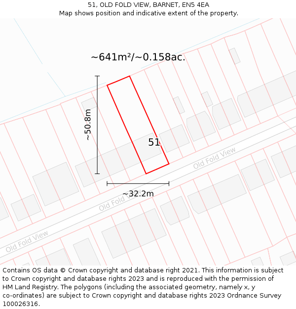 51, OLD FOLD VIEW, BARNET, EN5 4EA: Plot and title map