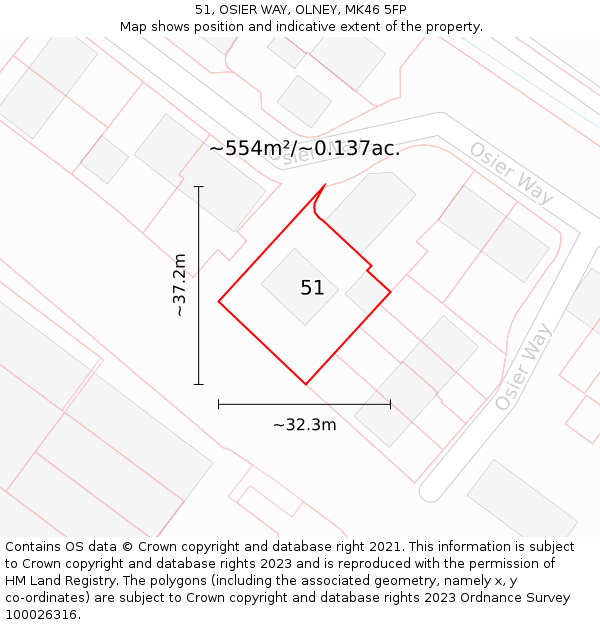 51, OSIER WAY, OLNEY, MK46 5FP: Plot and title map