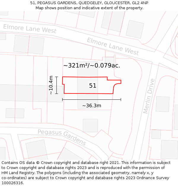 51, PEGASUS GARDENS, QUEDGELEY, GLOUCESTER, GL2 4NP: Plot and title map