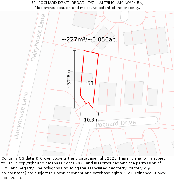 51, POCHARD DRIVE, BROADHEATH, ALTRINCHAM, WA14 5NJ: Plot and title map