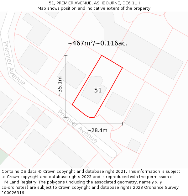 51, PREMIER AVENUE, ASHBOURNE, DE6 1LH: Plot and title map