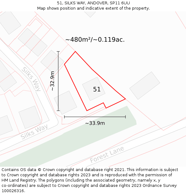 51, SILKS WAY, ANDOVER, SP11 6UU: Plot and title map