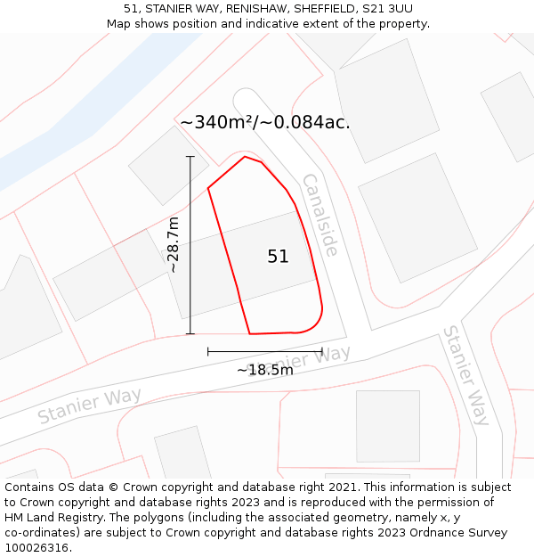 51, STANIER WAY, RENISHAW, SHEFFIELD, S21 3UU: Plot and title map