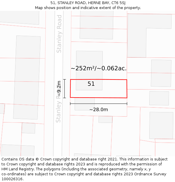 51, STANLEY ROAD, HERNE BAY, CT6 5SJ: Plot and title map