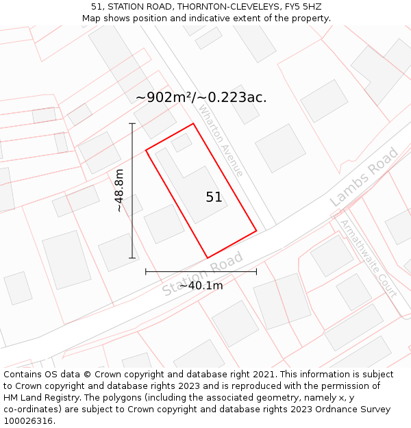 51, STATION ROAD, THORNTON-CLEVELEYS, FY5 5HZ: Plot and title map