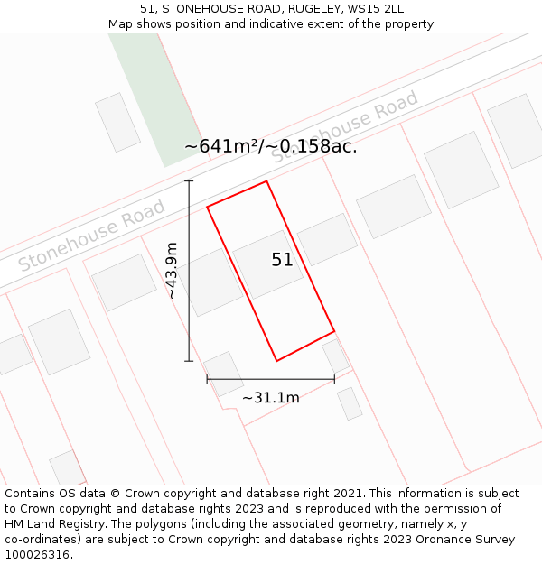 51, STONEHOUSE ROAD, RUGELEY, WS15 2LL: Plot and title map