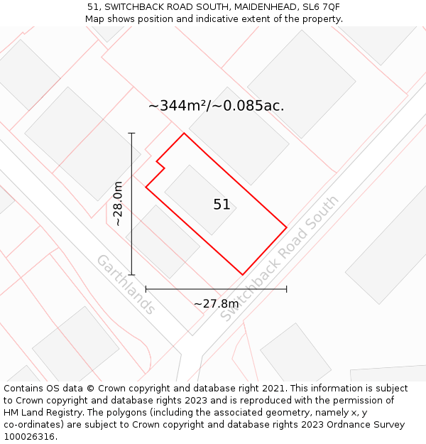 51, SWITCHBACK ROAD SOUTH, MAIDENHEAD, SL6 7QF: Plot and title map