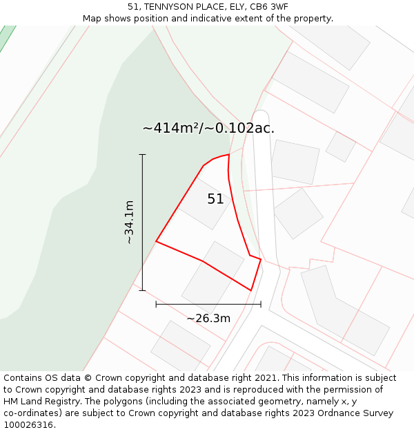 51, TENNYSON PLACE, ELY, CB6 3WF: Plot and title map