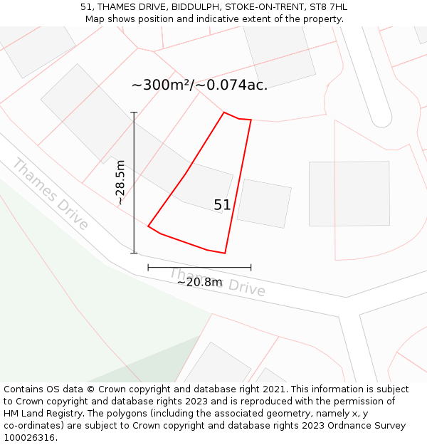 51, THAMES DRIVE, BIDDULPH, STOKE-ON-TRENT, ST8 7HL: Plot and title map