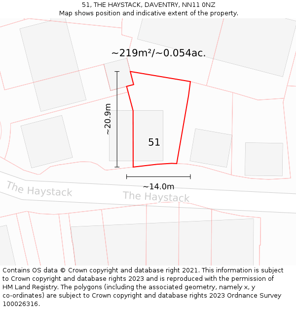 51, THE HAYSTACK, DAVENTRY, NN11 0NZ: Plot and title map