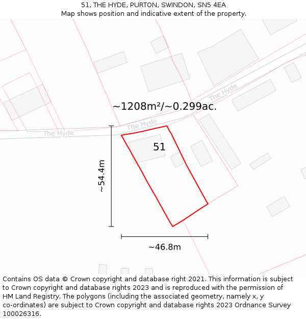 51, THE HYDE, PURTON, SWINDON, SN5 4EA: Plot and title map