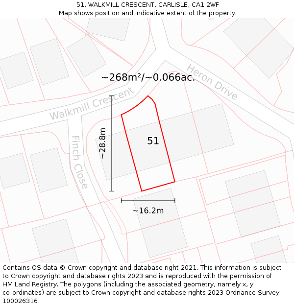 51, WALKMILL CRESCENT, CARLISLE, CA1 2WF: Plot and title map