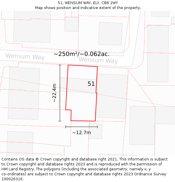 51, WENSUM WAY, ELY, CB6 2WY: Plot and title map