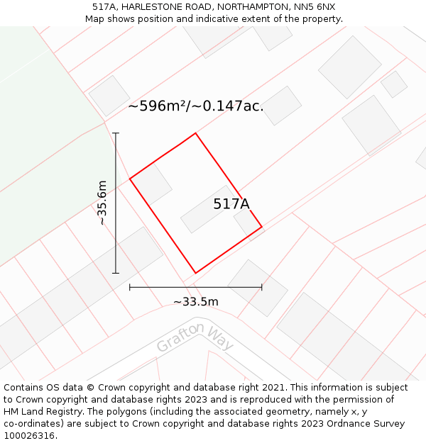 517A, HARLESTONE ROAD, NORTHAMPTON, NN5 6NX: Plot and title map