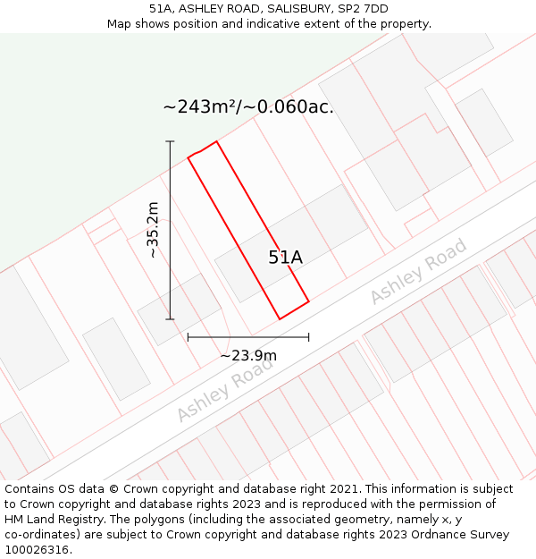 51A, ASHLEY ROAD, SALISBURY, SP2 7DD: Plot and title map