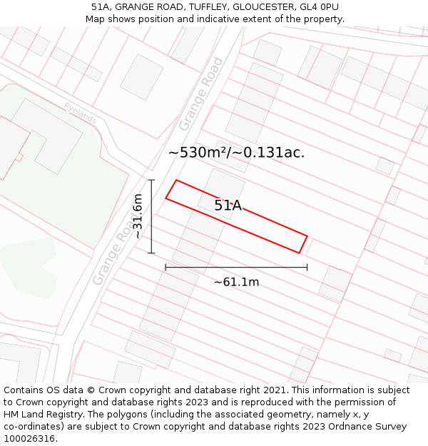 51A, GRANGE ROAD, TUFFLEY, GLOUCESTER, GL4 0PU: Plot and title map