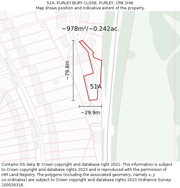51A, PURLEY BURY CLOSE, PURLEY, CR8 1HW: Plot and title map